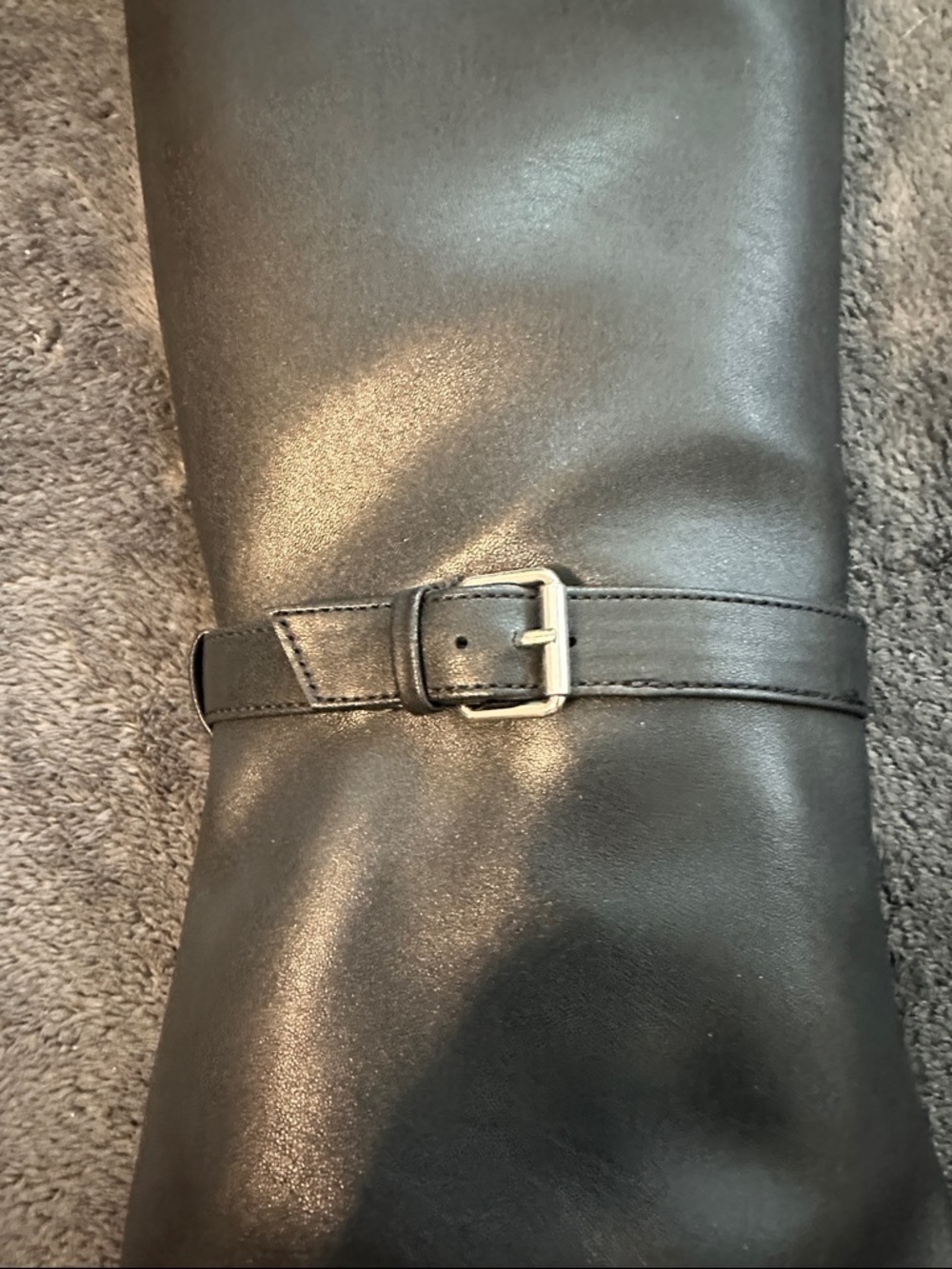 a new day Black Knee-High Wedge Boots with Buckle Detail - Picture 5 of 6